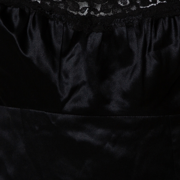Pre Owned Dolce & Gabbana Black Silk Lace Trim Camisole Top S