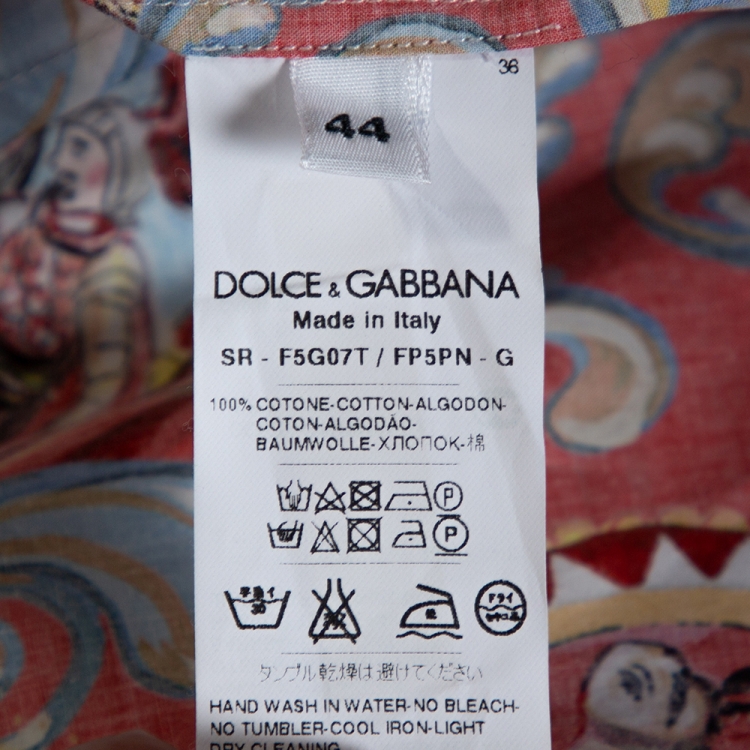 Pre Owned Dolce & Gabbana Multicolor Carretto Siciliano Print Cotton Cropped Shirt M