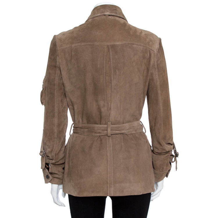 Pre Owned Dolce & Gabbana Tan Suede Belted Jacket M