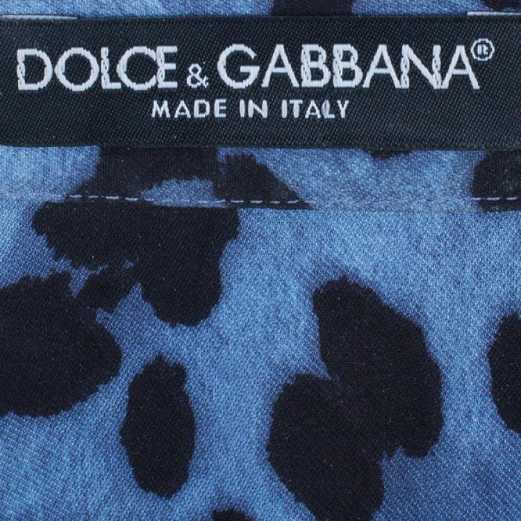 Pre Owned Dolce and Gabbana Blue Animal Print Button Down Shirt S