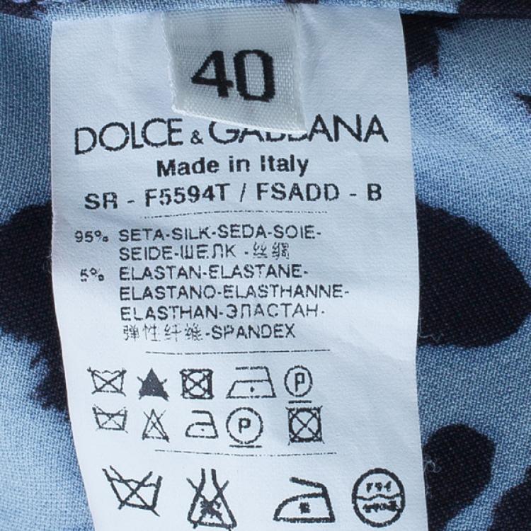 Pre Owned Dolce and Gabbana Blue Animal Print Button Down Shirt S