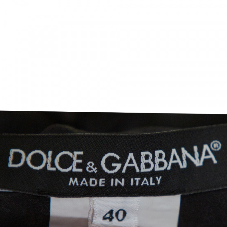 Pre Owned Dolce & Gabbana Black Floral Printed Silk Cold Shoulder Ruched Midi Dress S