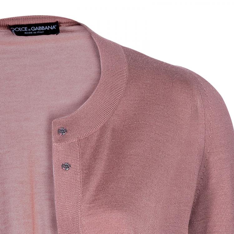 Pre Owned Dolce and Gabbana Blush Cashmere Top and Cardigan Set S