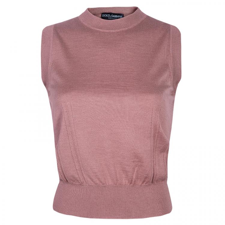Pre Owned Dolce and Gabbana Blush Cashmere Top and Cardigan Set S