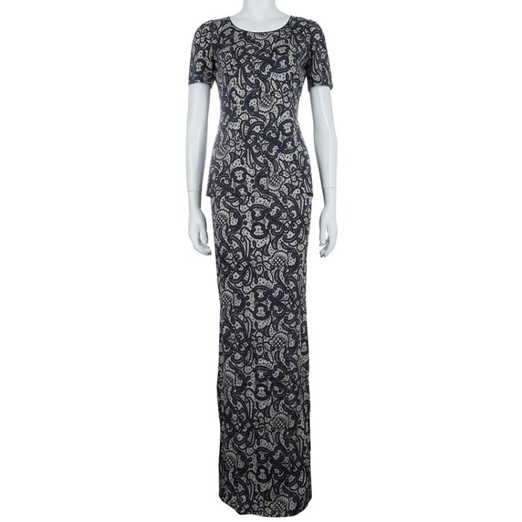 Pre Owned Dolce and Gabbana Lace Print Top and Skirt Set S