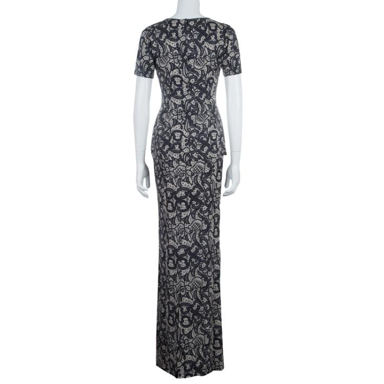 Pre Owned Dolce and Gabbana Lace Print Top and Skirt Set S