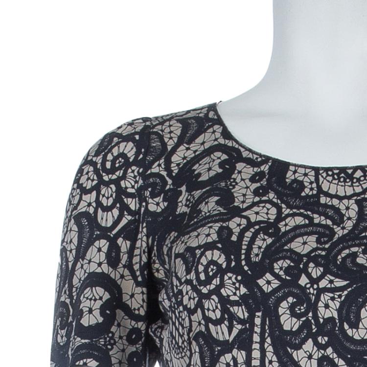 Pre Owned Dolce and Gabbana Lace Print Top and Skirt Set S