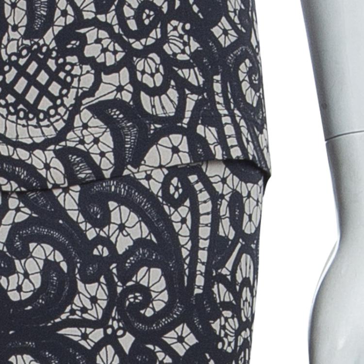 Pre Owned Dolce and Gabbana Lace Print Top and Skirt Set S
