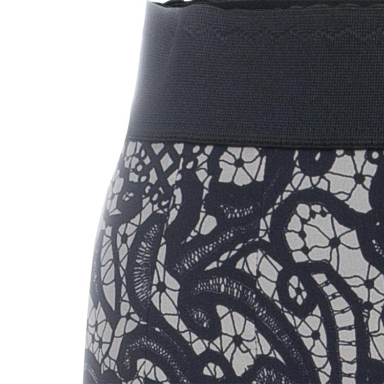 Pre Owned Dolce and Gabbana Lace Print Top and Skirt Set S