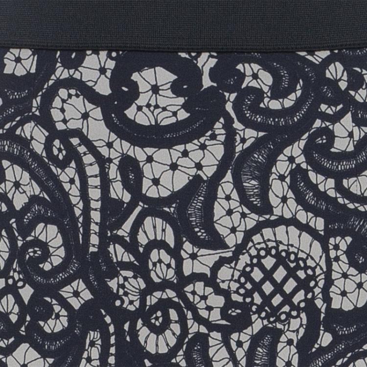 Pre Owned Dolce and Gabbana Lace Print Top and Skirt Set S