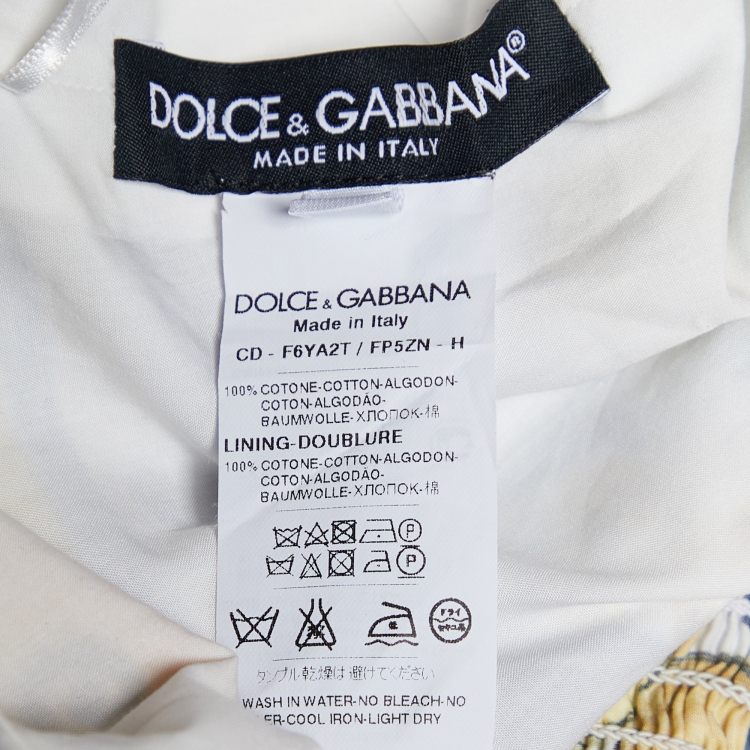 Pre Owned Dolce & Gabbana Multicolor Majolica Print Cotton Flared Mini Dress L