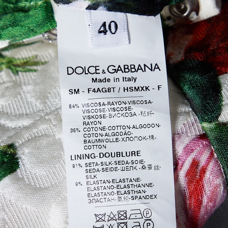 Pre Owned Dolce & Gabbana White Floral Jacquard A-Line Mini Skirt S