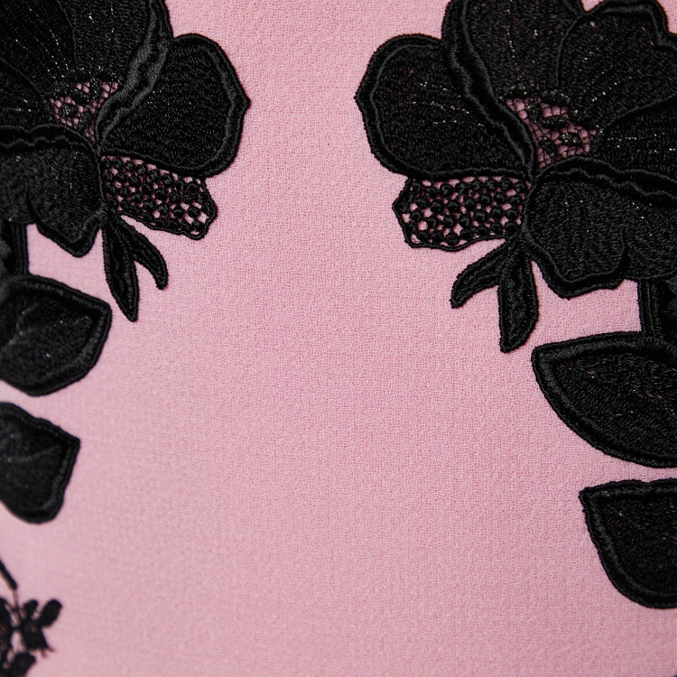 Pre Owned Dolce & Gabbana Pink Wool Floral Applique Sheath Dress M