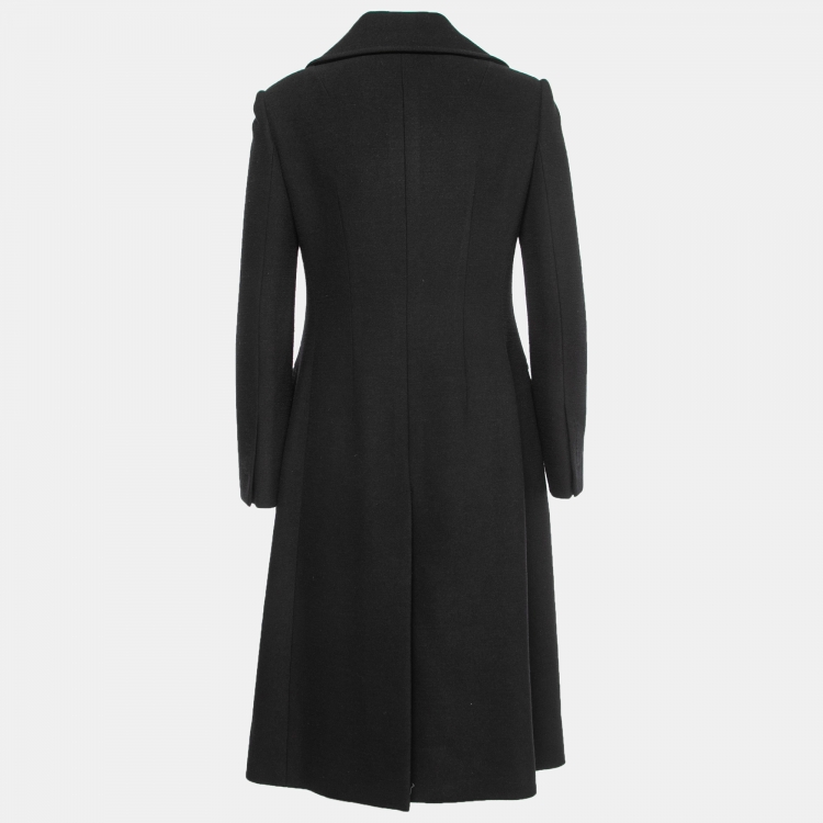 Pre Owned Dolce & Gabbana Black Wool Single-Breasted Mid-Length Coat M