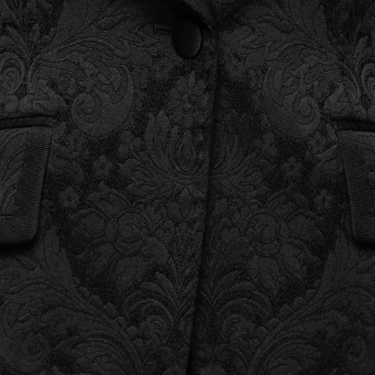 Pre Owned Dolce & Gabbana Black Floral Jacquard Single Breasted Blazer & Pant Suit S
