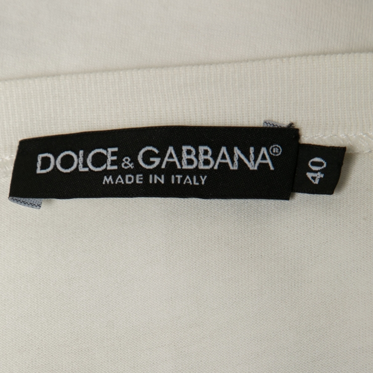 Pre Owned Dolce & Gabbana Cream Marilyn Print Cotton & Silk T-Shirt S