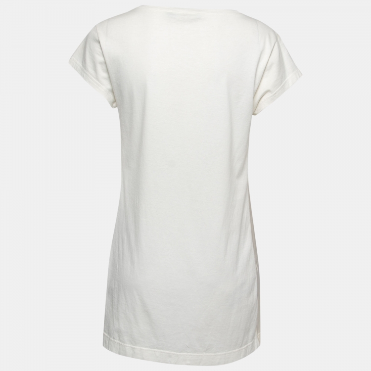 Pre Owned Dolce & Gabbana Cream Marilyn Print Cotton & Silk T-Shirt S