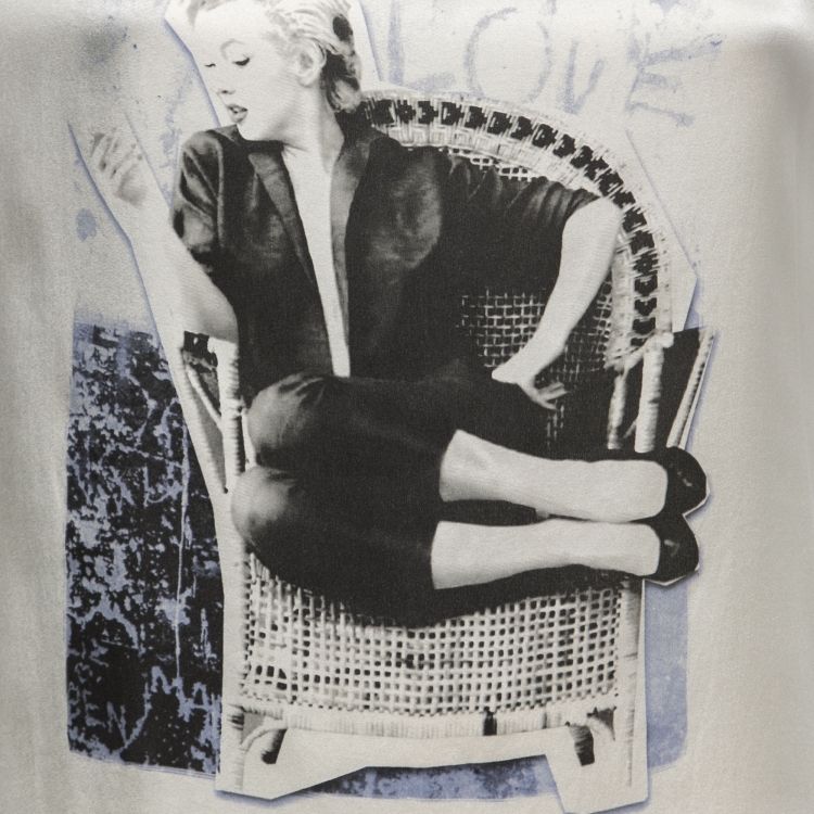 Pre Owned Dolce & Gabbana Cream Marilyn Print Cotton & Silk T-Shirt S