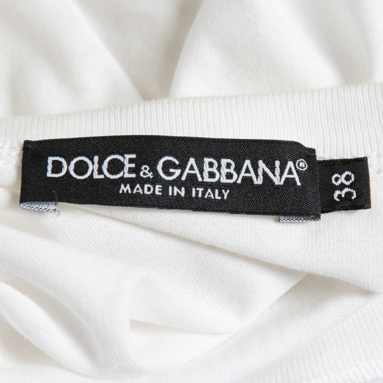 Pre Owned Dolce & Gabbana White Cotton Logo Print T-Shirt S