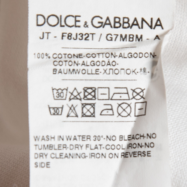 Pre Owned Dolce & Gabbana White Cotton Logo Print T-Shirt S