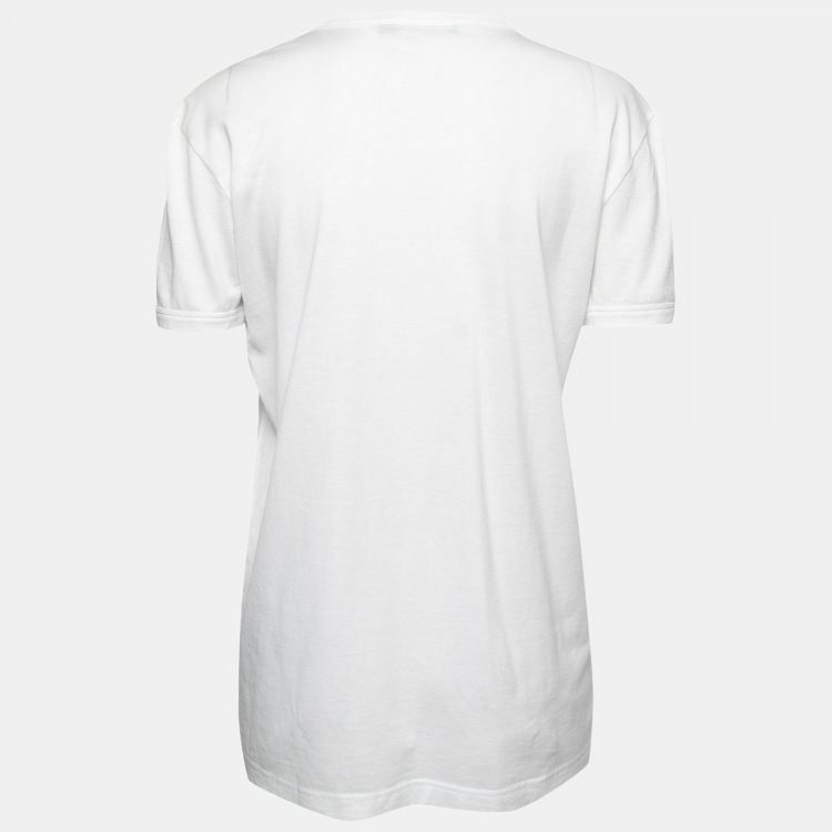 Pre Owned Dolce & Gabbana White Cotton Logo Print T-Shirt S