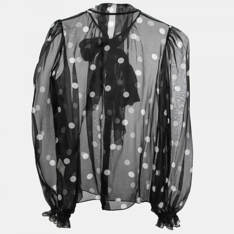 Dolce & Gabbana Black Gray Polka Dot 100% Silk Neck Papillon Tie