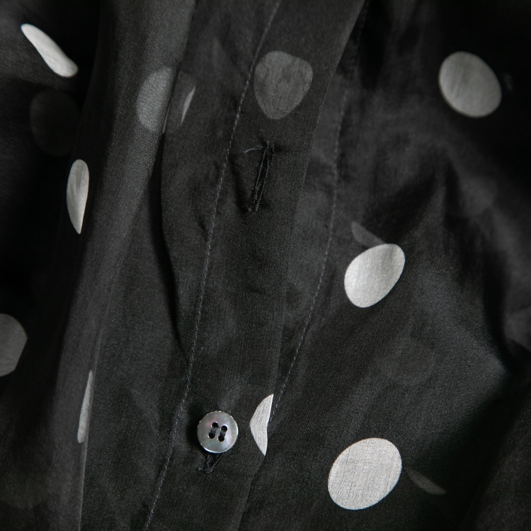 Pre Owned Dolce & Gabbana Black Polka Dot Printed Silk Tie Neck Blouse M