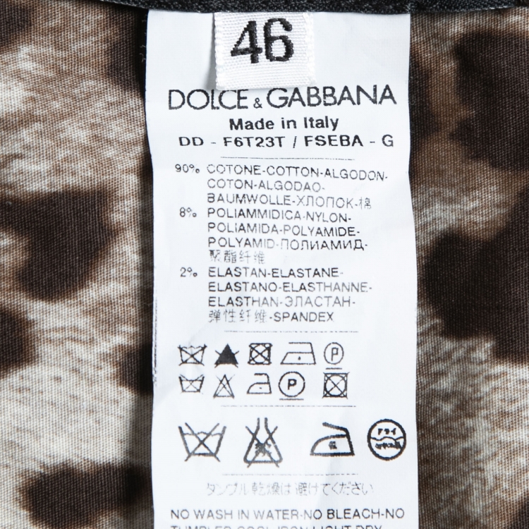 مملوكة مسبقًا Dolce & Gabbana Brown Leopard Print Lace Trim Midi Dress L
