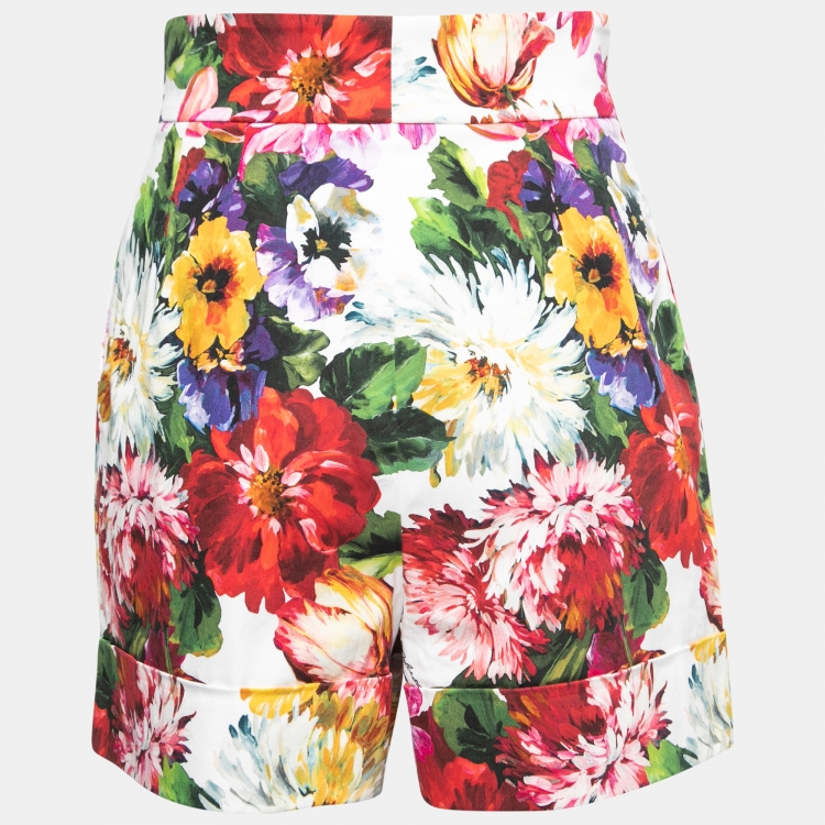 Pre Owned Dolce & Gabbana Multicolor Floral Printed Cotton Shorts S
