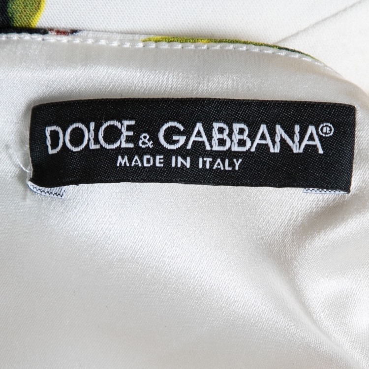 Pre Owned Dolce & Gabbana Yellow Lemon Print Sleeveless Sheath Dress S