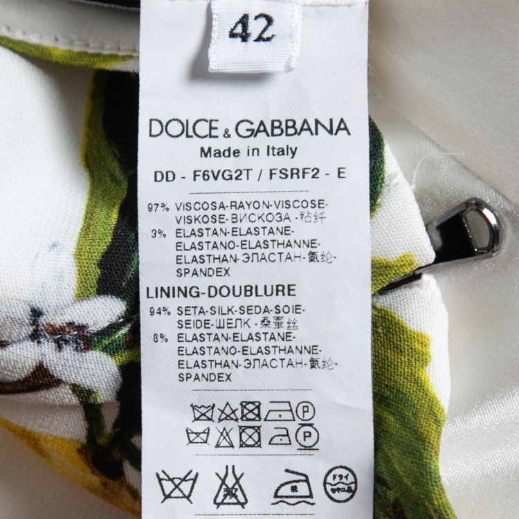 Pre Owned Dolce & Gabbana Yellow Lemon Print Sleeveless Sheath Dress S