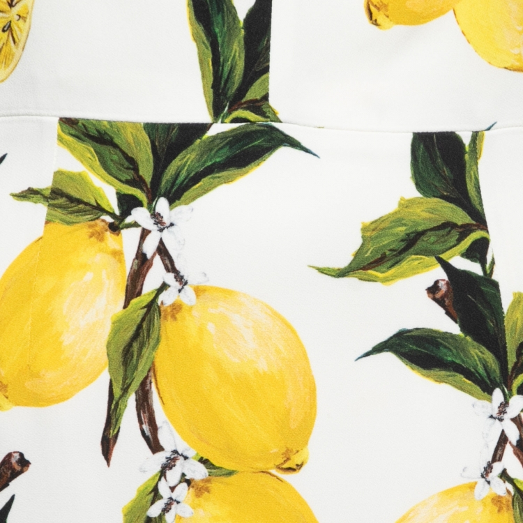 Pre Owned Dolce & Gabbana Yellow Lemon Print Sleeveless Sheath Dress S