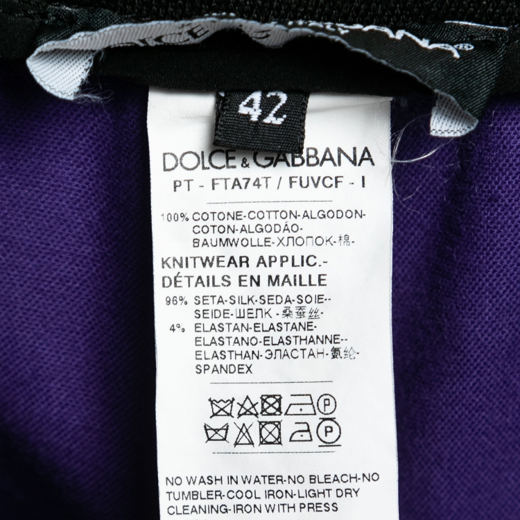 Pre Owned Dolce & Gabbana Purple Velvet Ribbed Detail Track Trousers M