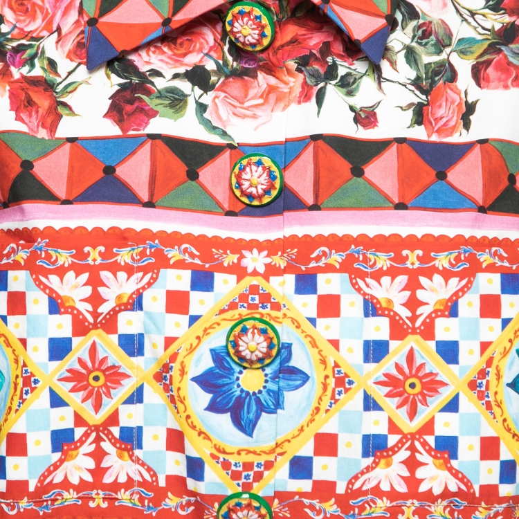 Pre Owned Dolce & Gabbana Multicolor Mambo Carreto Print Cotton Shirt L