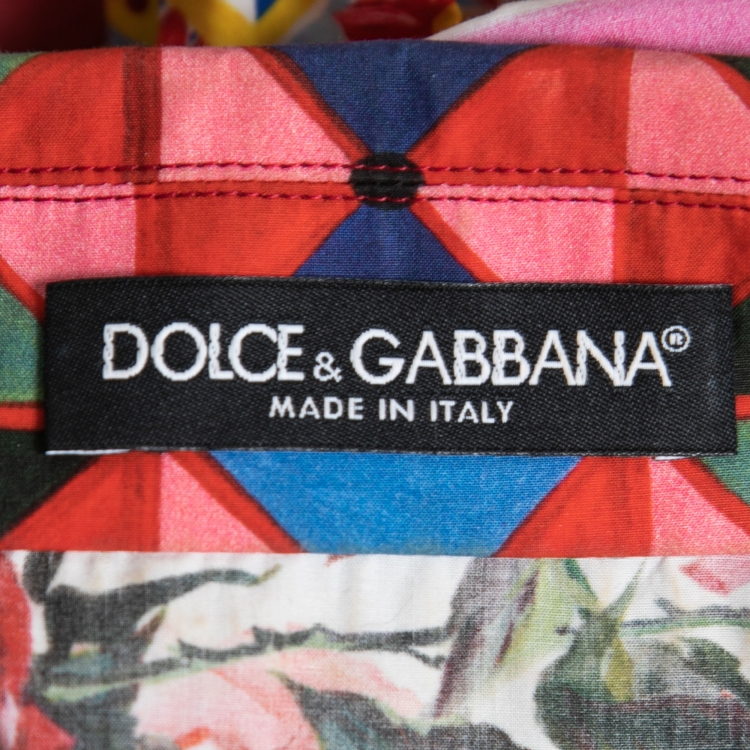 Pre Owned Dolce & Gabbana Multicolor Mambo Carreto Print Cotton Shirt L