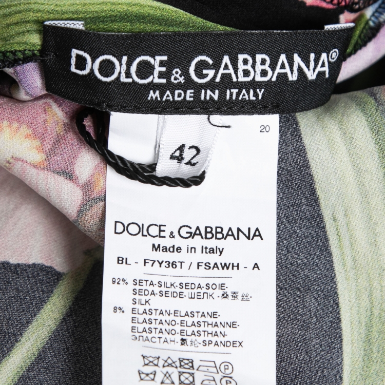 Pre Owned Dolce & Gabbana Black Floral Printed Silk Top M