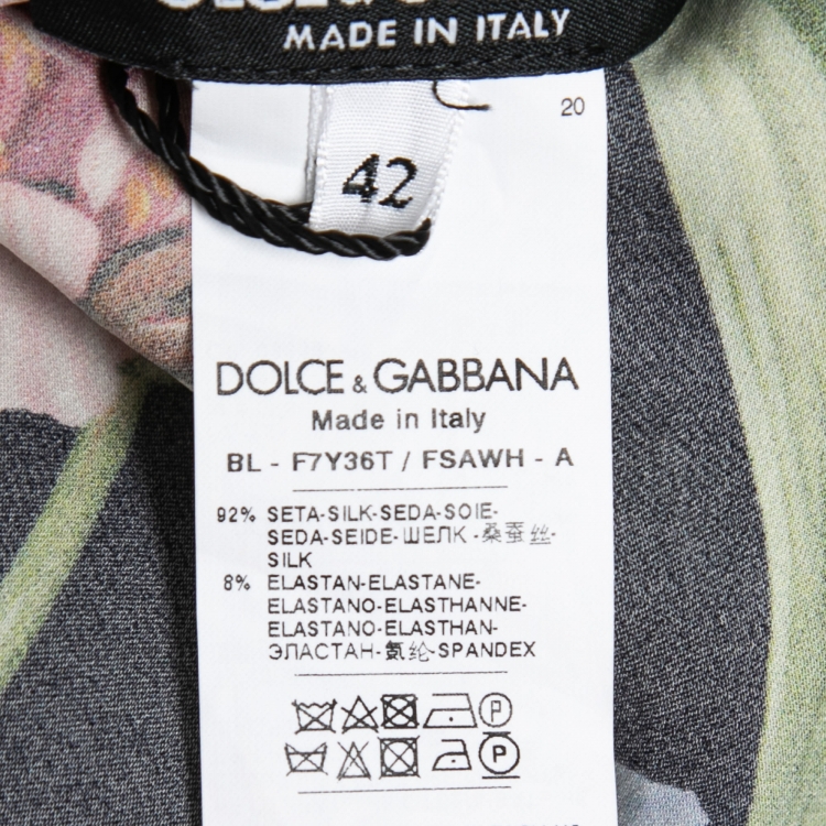 Pre Owned Dolce & Gabbana Black Floral Printed Silk Top M
