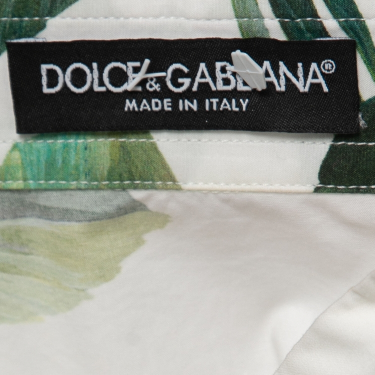 Pre Owned Dolce & Gabbana White Floral Printed Cotton Shirt S
