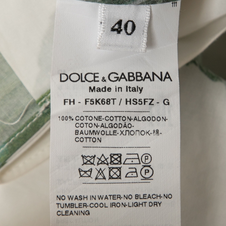 Pre Owned Dolce & Gabbana White Floral Printed Cotton Shirt S