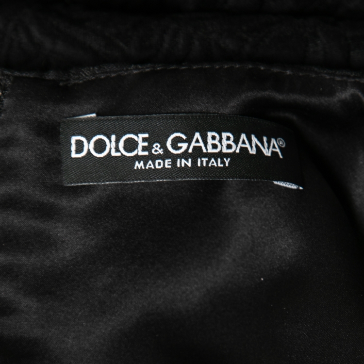 Pre Owned Dolce & Gabbana Black Floral Jacquard Shift Dress S