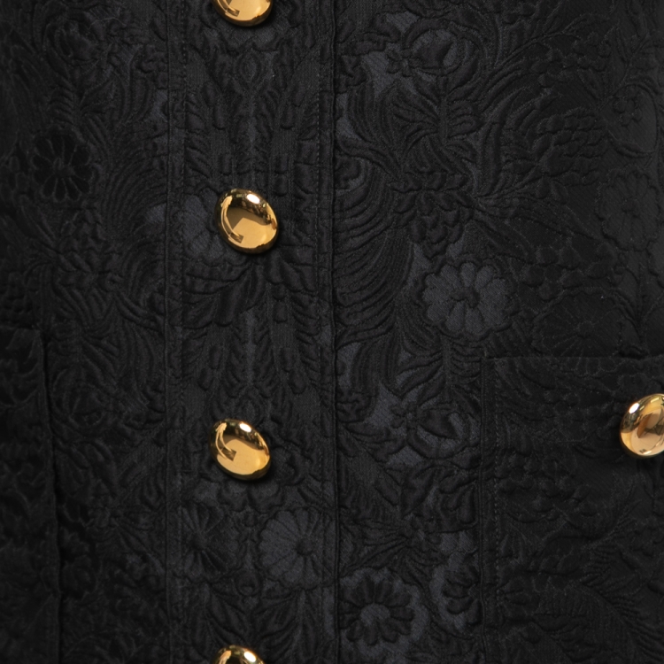 Pre Owned Dolce & Gabbana Black Floral Jacquard Shift Dress S