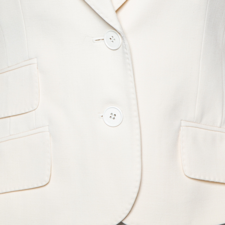 Pre Owned Dolce & Gabbana Cream Crepe Wool Blazer S