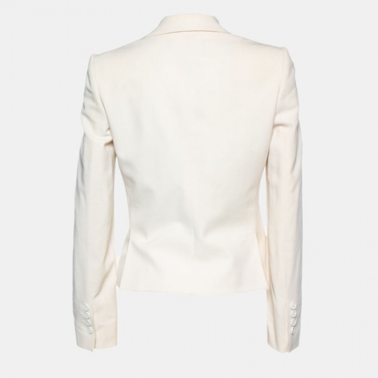 Pre Owned Dolce & Gabbana Cream Crepe Wool Blazer S