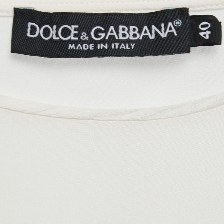 Pre Owned Dolce & Gabbana Cream Marilyn Monroe Print Silk Top S