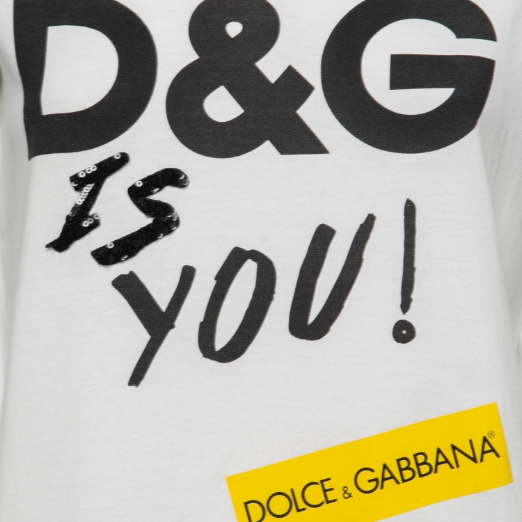 Pre Owned Dolce & Gabbana White Cotton Is You Print T-Shirt XS