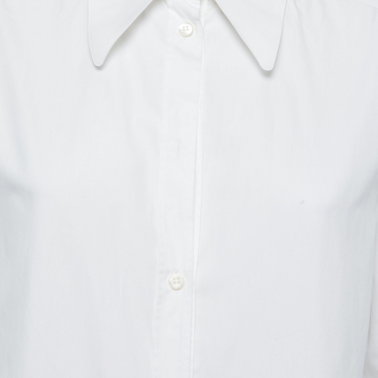 Pre Owned Dolce & Gabbana White Cotton Blend Button Front Shirt M
