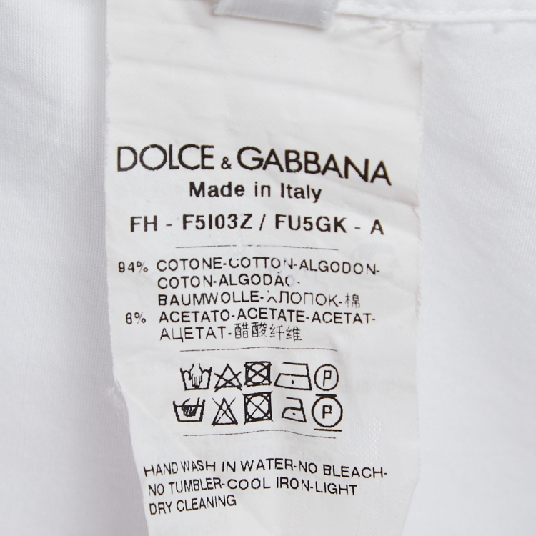 Pre Owned Dolce & Gabbana White Cotton Blend Button Front Shirt M