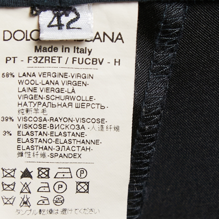 Pre Owned Dolce & Gabbana Black Wool Blend Straight Trousers M