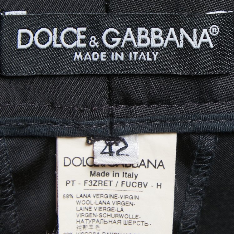 Pre Owned Dolce & Gabbana Black Wool Blend Straight Trousers M