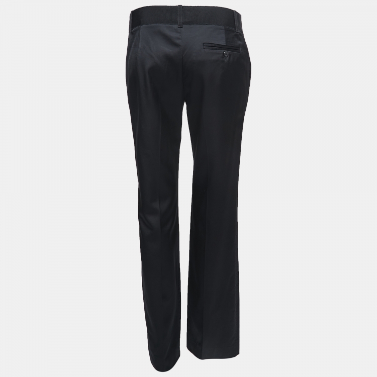 Pre Owned Dolce & Gabbana Black Wool Blend Straight Trousers M